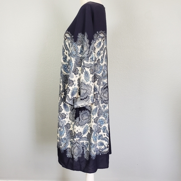 H&M Paisley Print Shift Dress Viscose Boho Lightweight Blue Sz 14 - Picture 6 of 9